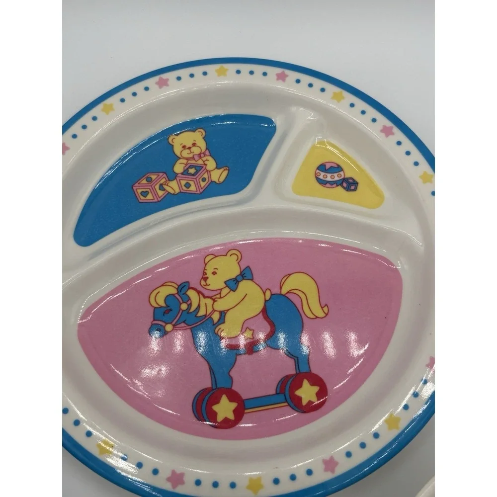 Vintage Melamine Child Plate Bowl Set 1980S Anacapa Made In Taiwan